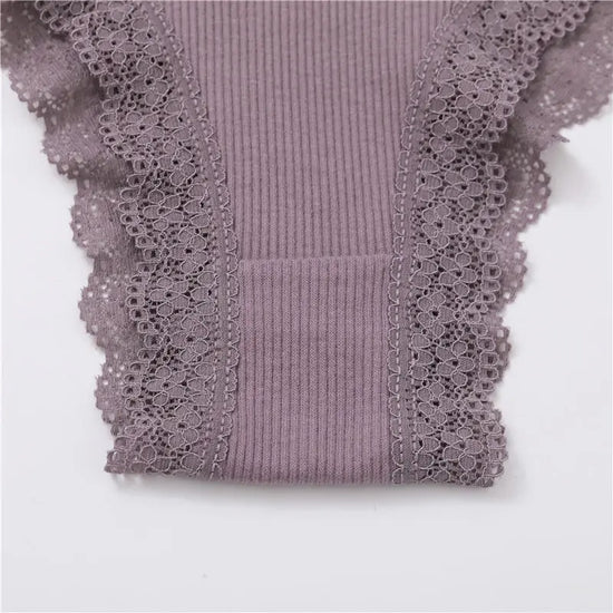 Set perizomi donna seamless in cotone + pizzo – vita bassa, T-back, soft comfort, taglie da M a 2XL