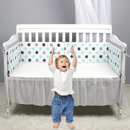 Paracolpi Lettino Imbottito 200 × 30 cm in Cotone con Fodera Removibile