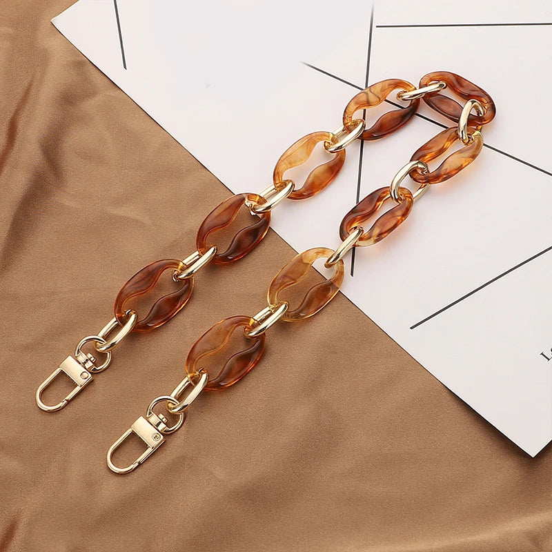 Tracolla/acrylic chain 40-60 cm per borse – catenella sostitutiva fashion in acrilico trasparente/colore, strap removibile accessorio donna