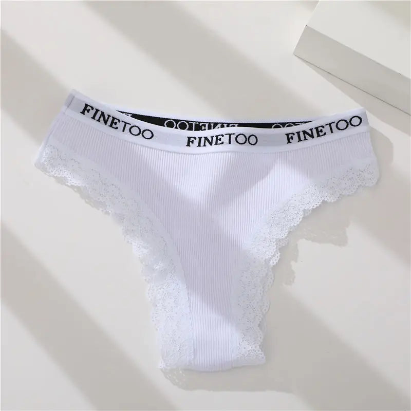 Set perizomi donna seamless in cotone + pizzo – vita bassa, T-back, soft comfort, taglie da M a 2XL