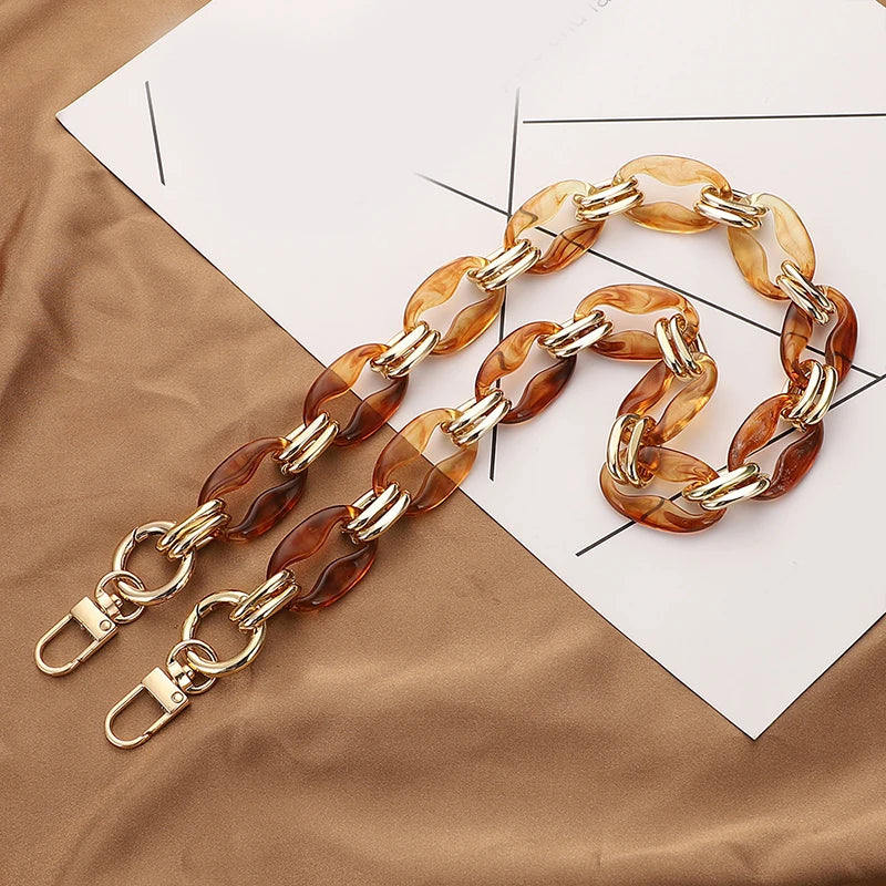 Tracolla/acrylic chain 40-60 cm per borse – catenella sostitutiva fashion in acrilico trasparente/colore, strap removibile accessorio donna