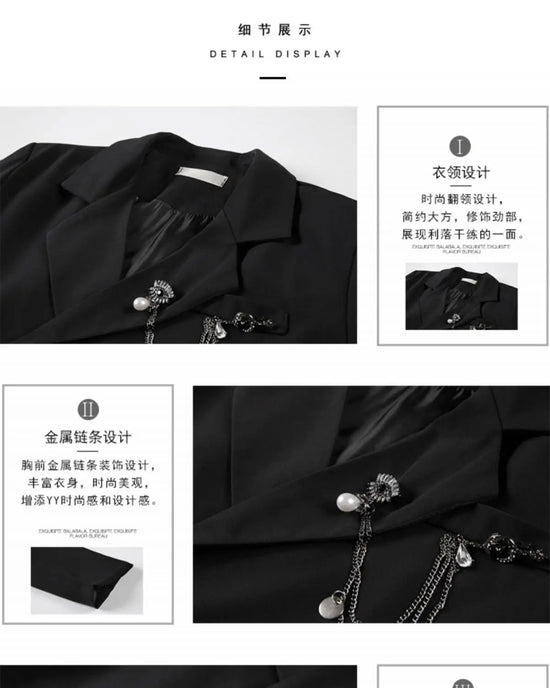 Blazer Donna Crop Punk Gothic con Catena – Giacca  Streetwear