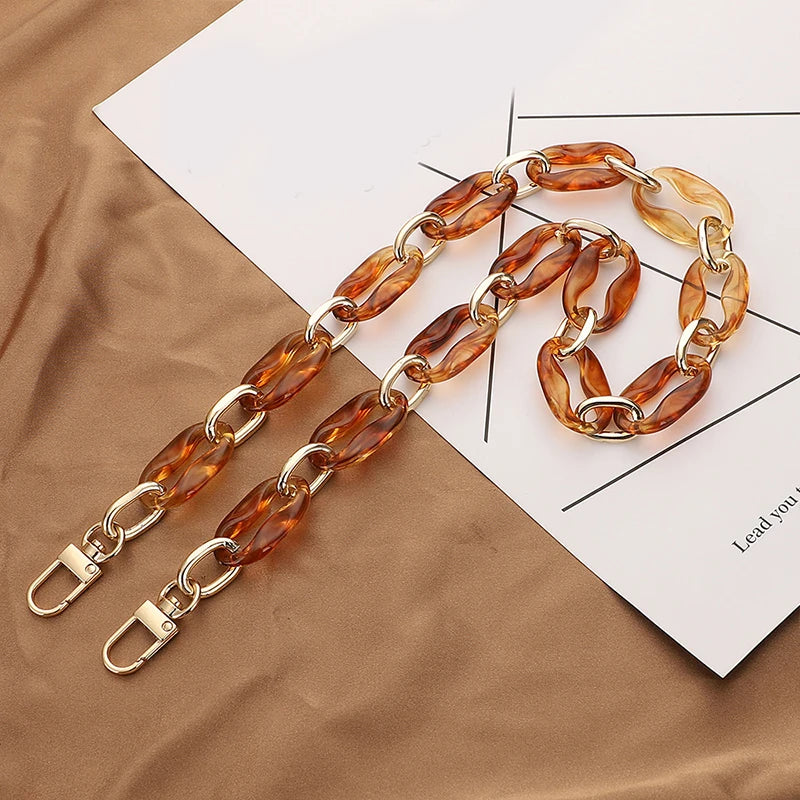 Tracolla/acrylic chain 40-60 cm per borse – catenella sostitutiva fashion in acrilico trasparente/colore, strap removibile accessorio donna