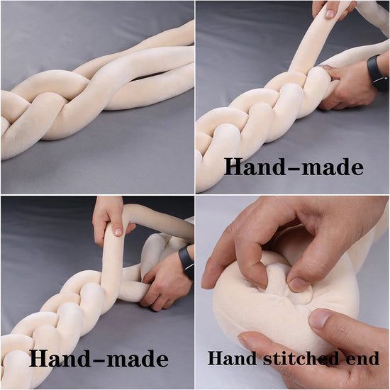 Paracolpi Culla Intrecciato 1-4 m – Protezioni Letto Neonato Treccia Marshmallow