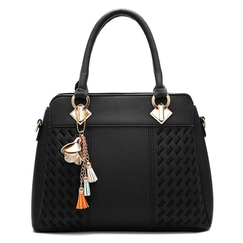 Borsa donna grande capacità ricamata con nappine – crossbody & tote 2025, borsa spalla elegante / uso quotidiano
