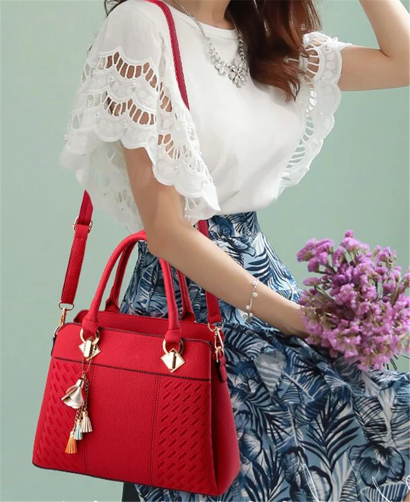 Borsa donna grande capacità ricamata con nappine – crossbody & tote 2025, borsa spalla elegante / uso quotidiano