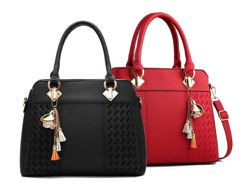 Borsa donna grande capacità ricamata con nappine – crossbody & tote 2025, borsa spalla elegante / uso quotidiano