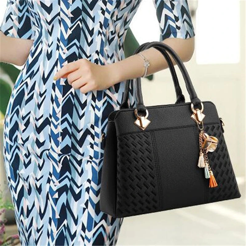 Borsa donna grande capacità ricamata con nappine – crossbody & tote 2025, borsa spalla elegante / uso quotidiano