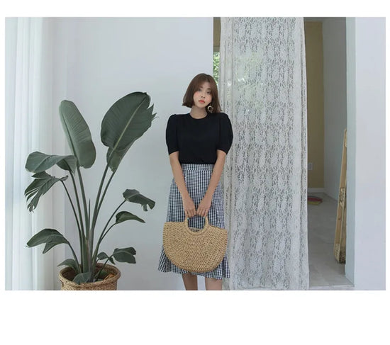 Moon Bag in paglia intrecciata – Borsa estiva a mezzaluna in tre dimensioni (S, M, L)