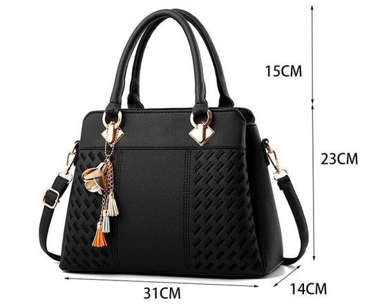 Borsa donna grande capacità ricamata con nappine – crossbody & tote 2025, borsa spalla elegante / uso quotidiano
