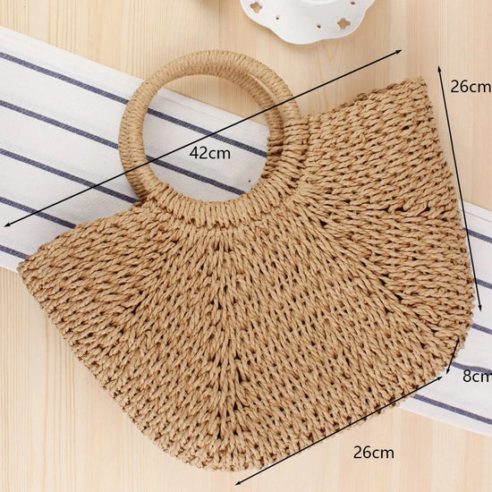 Moon Bag in paglia intrecciata – Borsa estiva a mezzaluna in tre dimensioni (S, M, L)