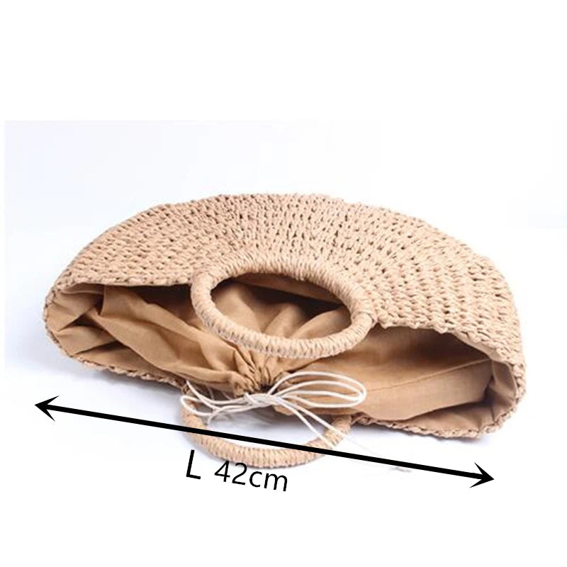 Moon Bag in paglia intrecciata – Borsa estiva a mezzaluna in tre dimensioni (S, M, L)