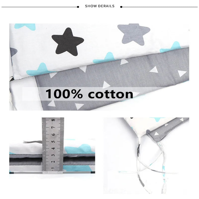 Paracolpi Lettino Imbottito 200 × 30 cm in Cotone con Fodera Removibile