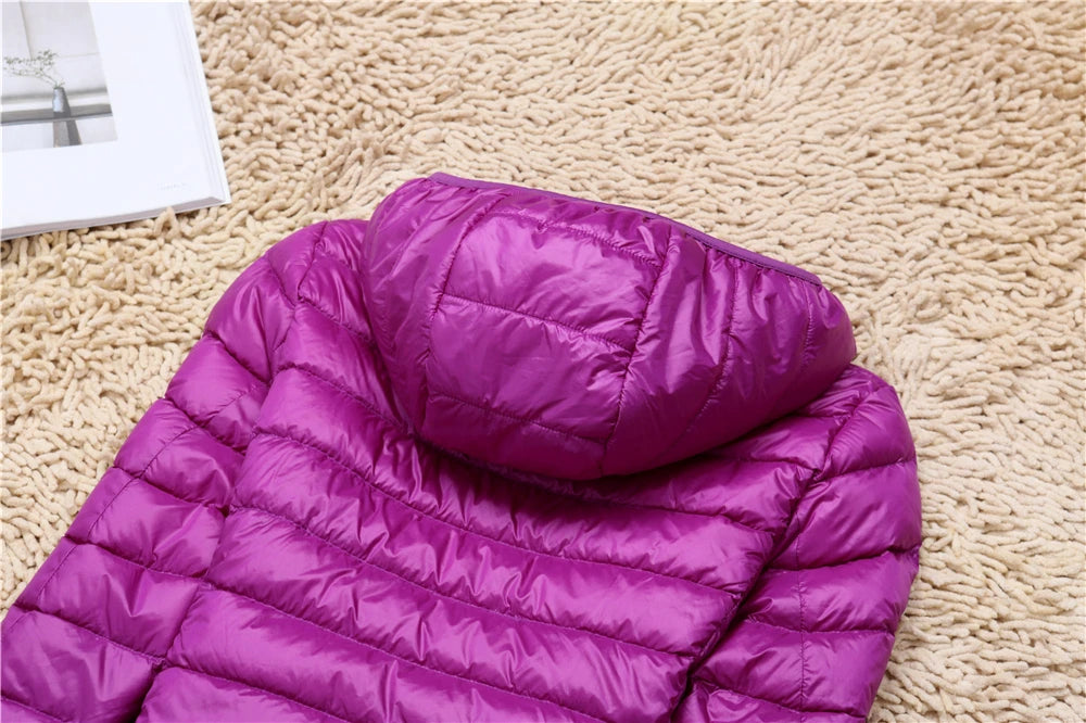 Giacca puffer donna 15 colori – ultra-leggera, coprente fino a 7XL, packable con cappuccio primavera/autunno 2025