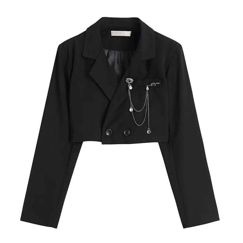 Blazer Donna Crop Punk Gothic con Catena – Giacca  Streetwear