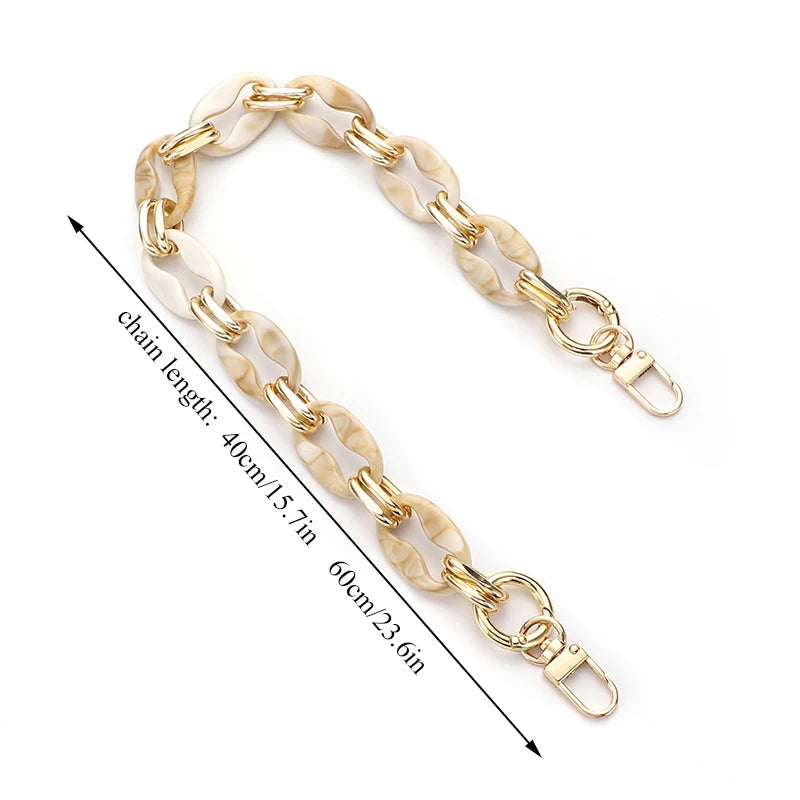 Tracolla/acrylic chain 40-60 cm per borse – catenella sostitutiva fashion in acrilico trasparente/colore, strap removibile accessorio donna