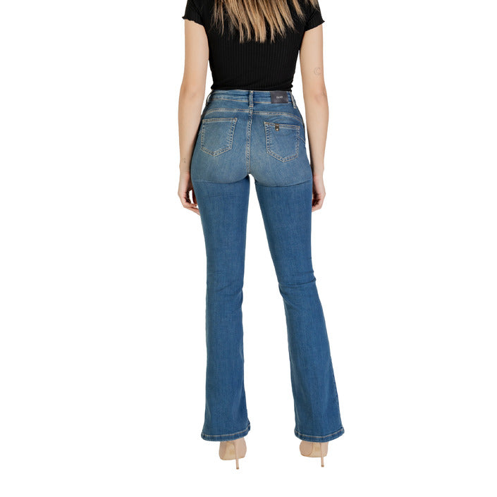 Jeans blu aderenti da donna Liu Jo, modello skinny con tasche e chiusura a zip e bottone.