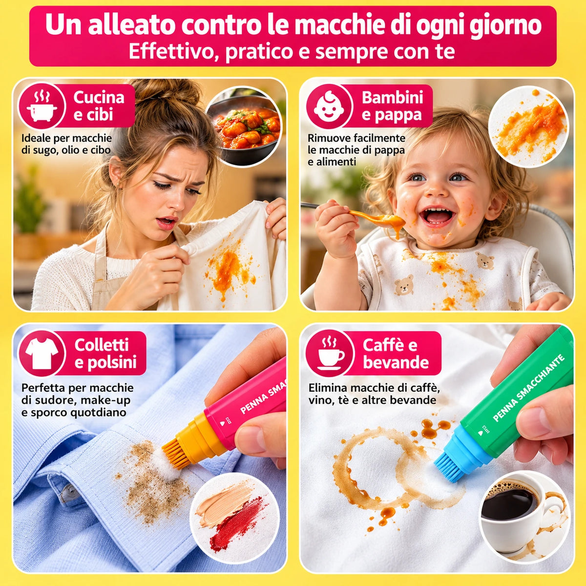 Penna Smacchiante Portatile 15 ml – Togli Macchie da Borsa per Vestiti