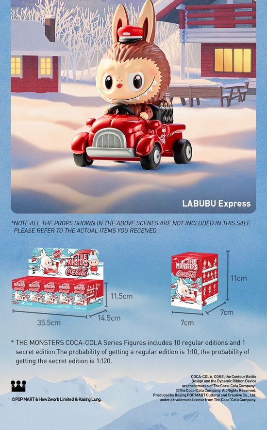 Figura Labubu su slitta Coca‑Cola in edizione invernale Pop Mart