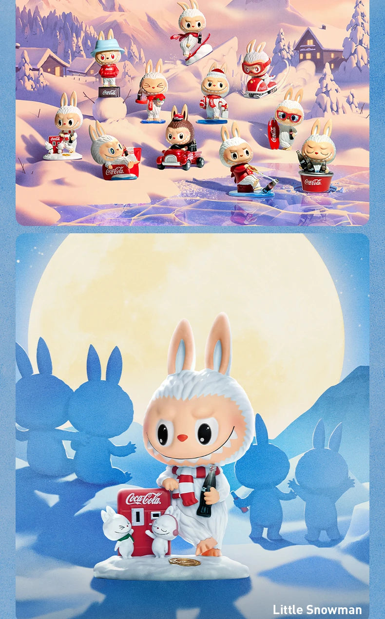 Figura Labubu su slitta Coca‑Cola in edizione invernale Pop Mart