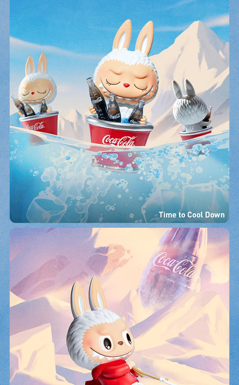 Figura Labubu su slitta Coca‑Cola in edizione invernale Pop Mart