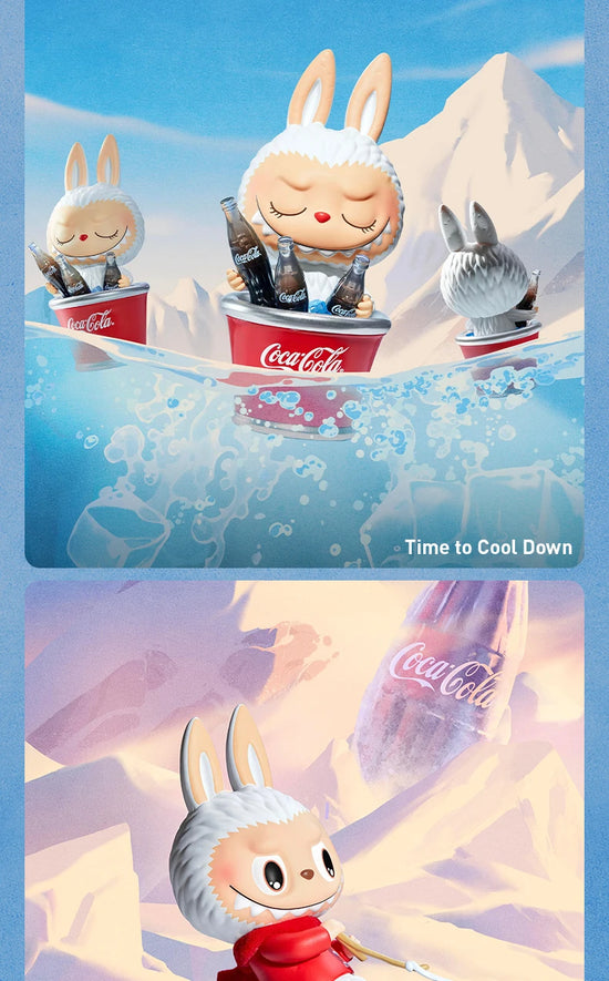 Figura Labubu su slitta Coca‑Cola in edizione invernale Pop Mart
