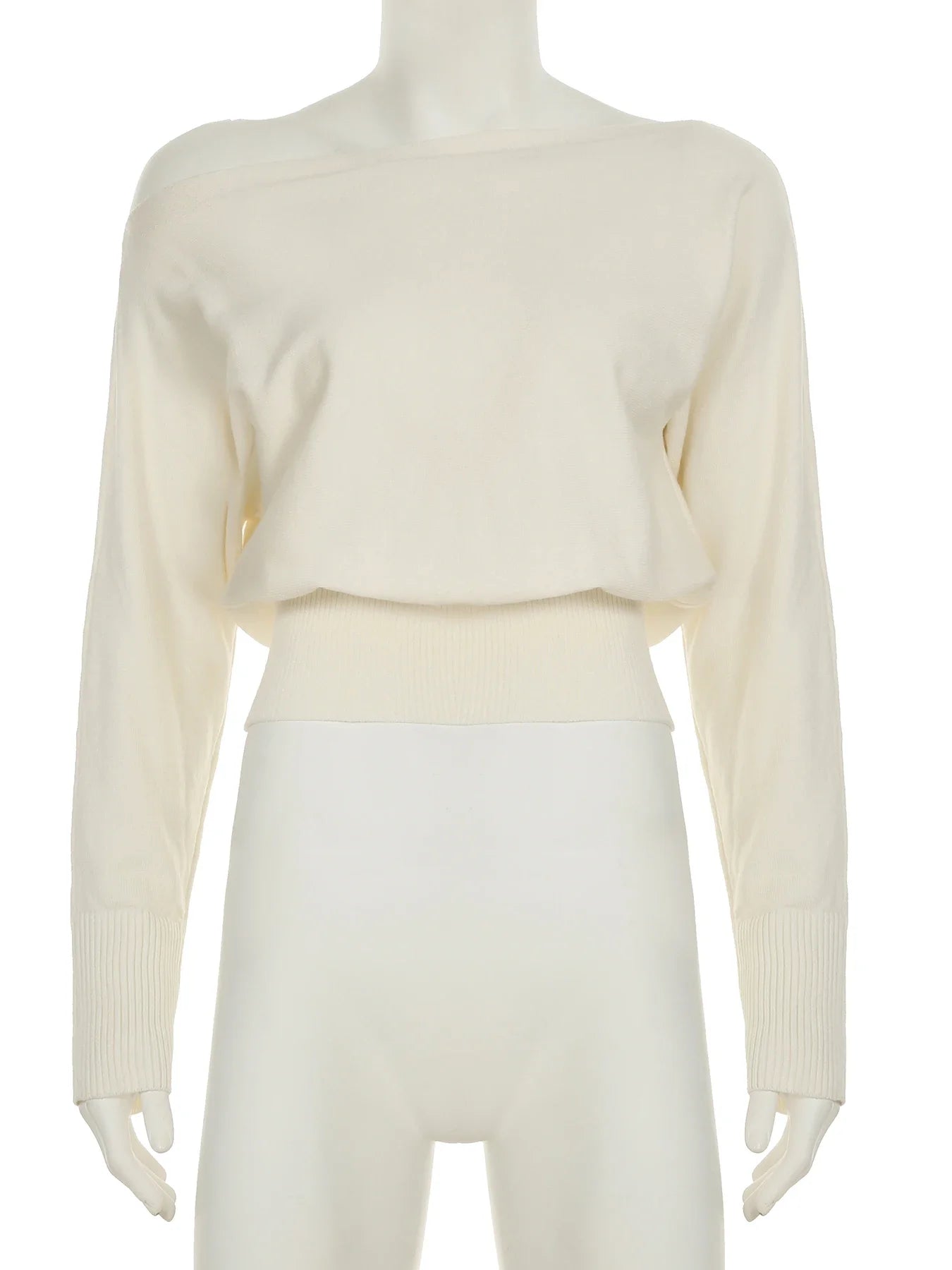 Maglione monospalla donna – Pullover loose con scollo asimmetrico, maniche lunghe, knit casual autunno/inverno