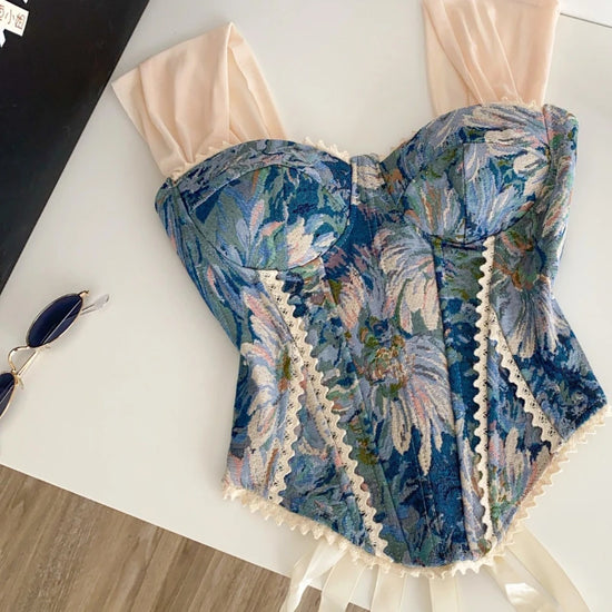 Top Donna in Pizzo Ricamato – Corsetto Elegante e Sexy