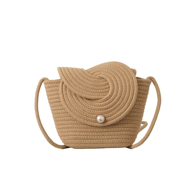 Borsa a Tracolla Estiva Donna in paglia Intrecciato Stile Vacanza