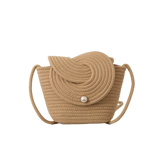 Borsa a Tracolla Estiva Donna in paglia Intrecciato Stile Vacanza