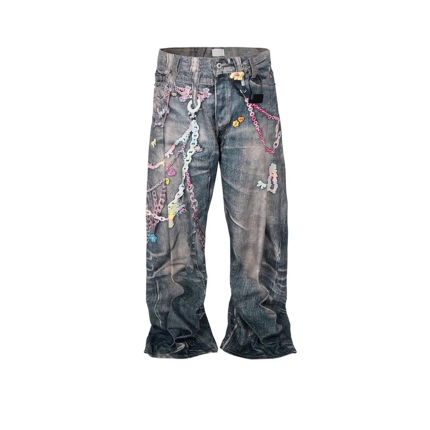 Jeans Unisex Loose Fit Stampati – Denim Streetwear Vintage Lavato