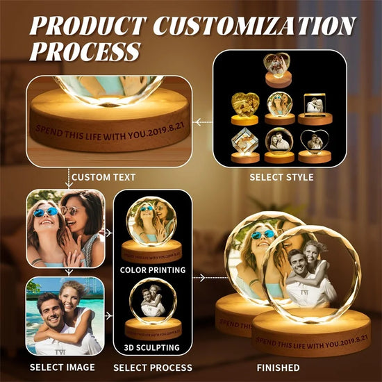 Cristallo Rotondo Personalizzato con Foto e Incisione – Ricordo Elegante per Anniversario e Matrimonio