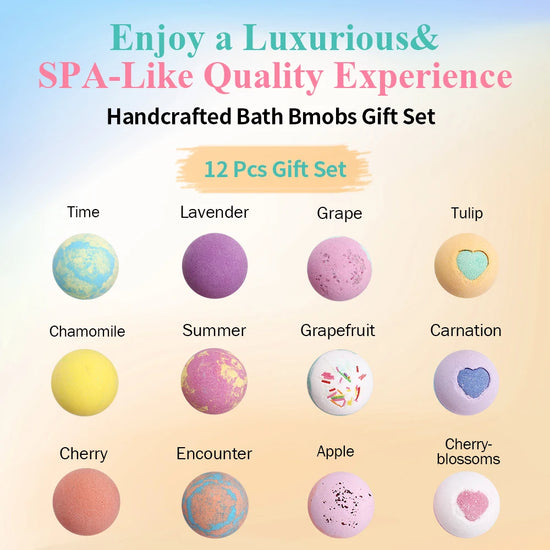 Bombe da Bagno Naturali 12 Pezzi Set Spa – Bath Bomb Relax Aromaterapia Regalo