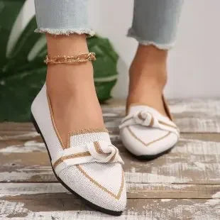 Ballerine Donna  – Scarpe Slip-On Traspiranti in Maglia a Punta con Nodo Decorativo