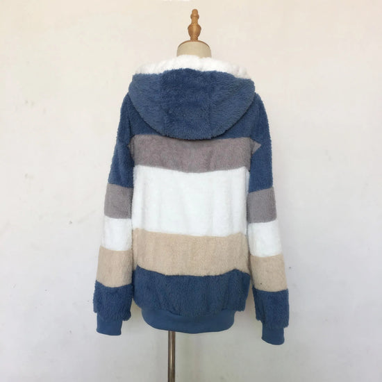 Oversized plush jacket donna con cappuccio – streetwear caldo e comodo per autunno/inverno 2025
