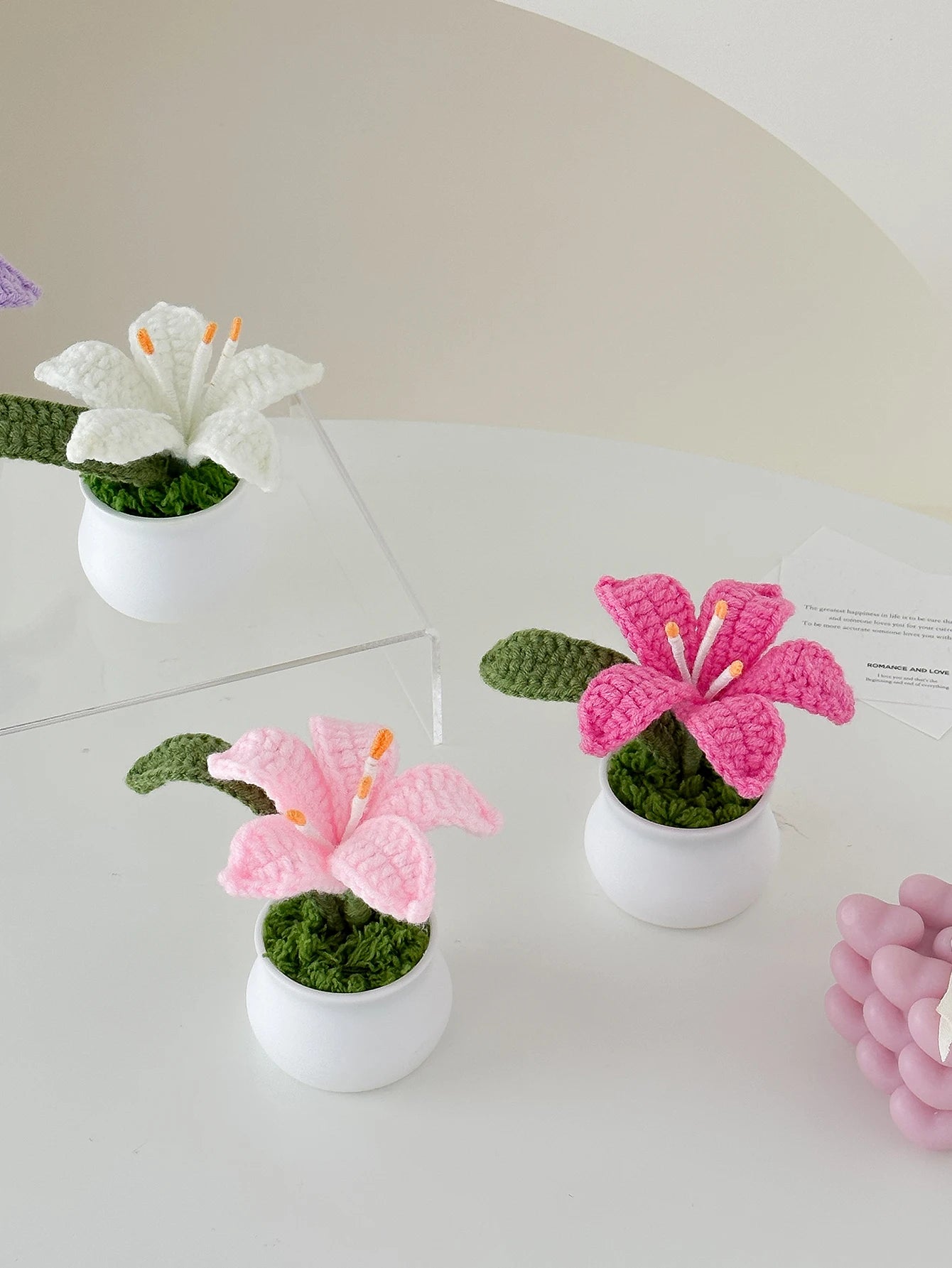 Fiori all’uncinetto fatti a mano in vaso – bouquet artigianale decorazione senza appassire