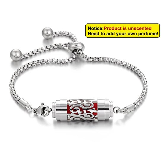 Bracciale diffusore aromaterapia argento in acciaio inox – Ciondolo profumato regolabile per oli essenziali