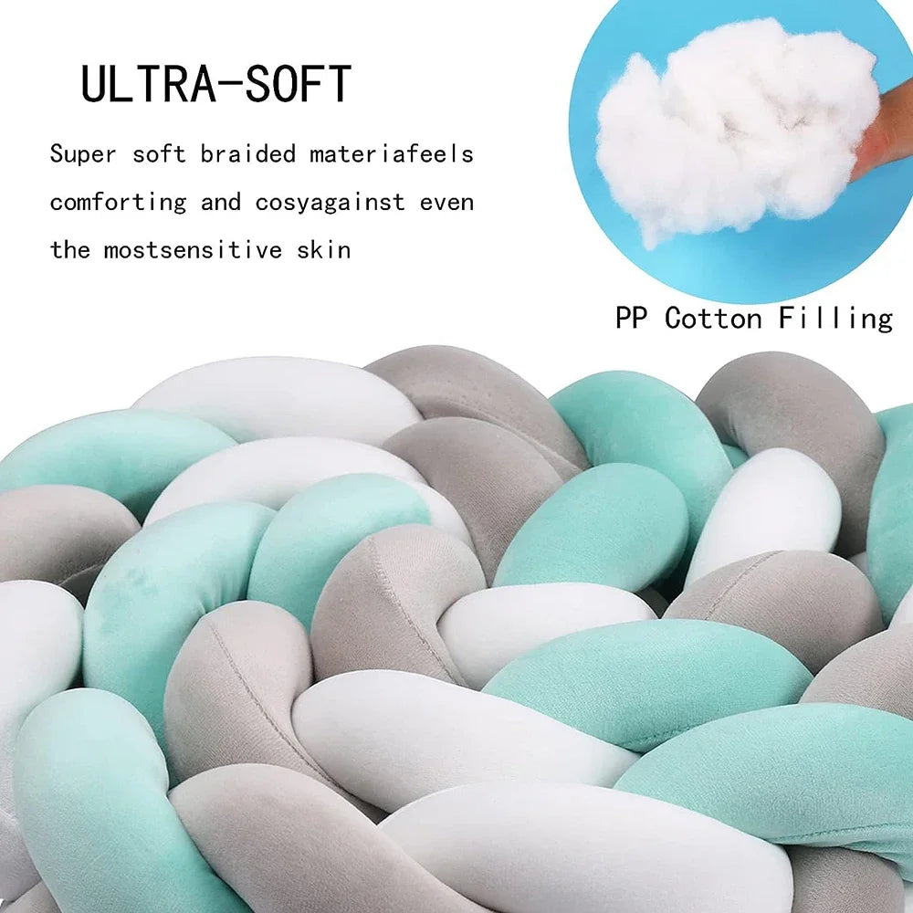 Paracolpi Culla Intrecciato 300-400 cm – Bumper Morbido a Treccia per Lettino Neonato