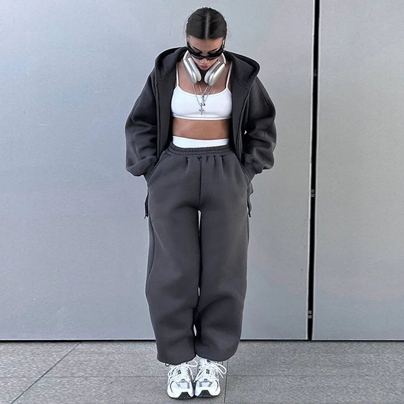 Set donna 2025 – tuta sportiva casual con felpa con cappuccio + pantaloni elasticizzati, outfit fitness & athleisure