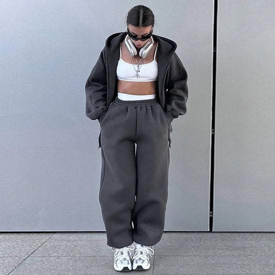 Set donna 2025 – tuta sportiva casual con felpa con cappuccio + pantaloni elasticizzati, outfit fitness & athleisure