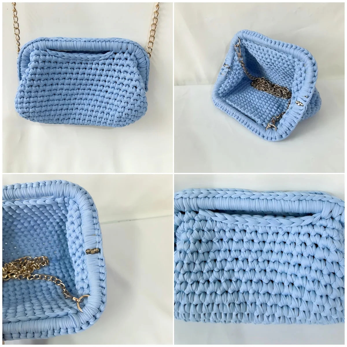Borsa Clutch Donna Intrecciata a Spalla in Stile Crochet – Bag Elegante Fatta a Mano