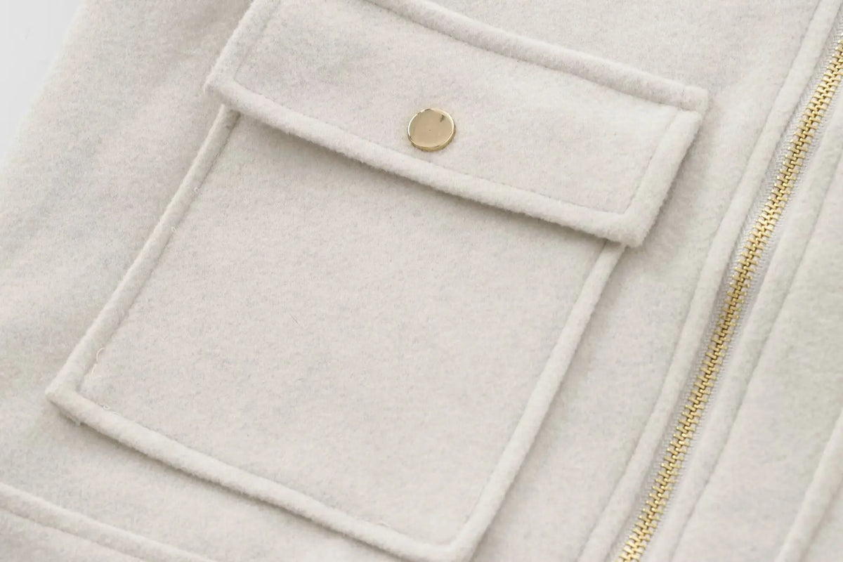 Giacca corta donna con zip, colletto e tasche - foto 29 della galleria