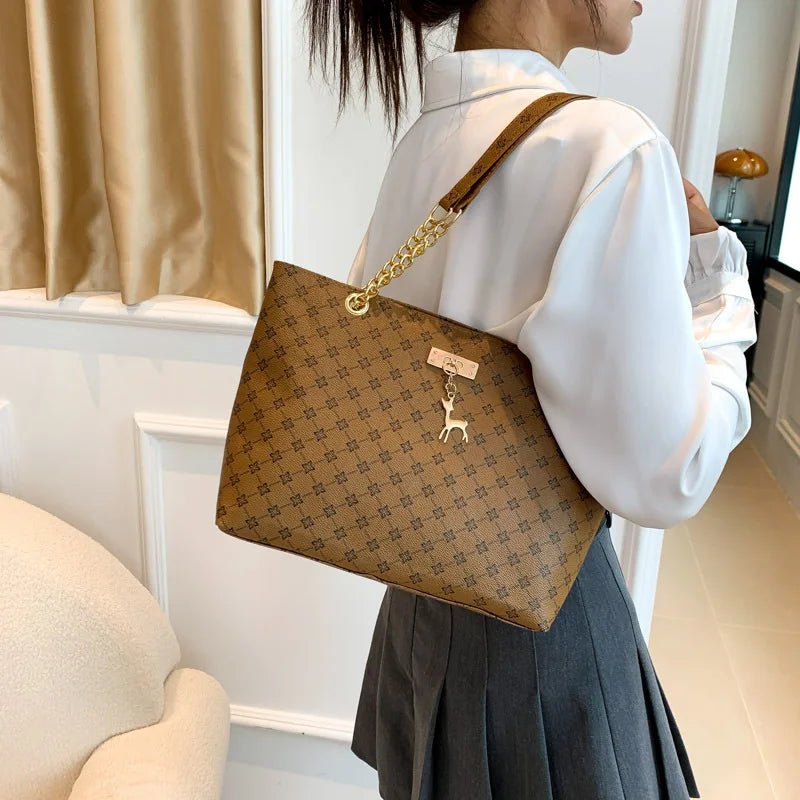 Borsa a mano in pelle morbida per presbiopia – Tote spaziosa con accessori pendenti, borsa a tracolla per donna