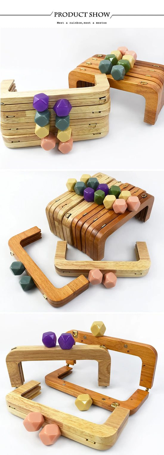 Set di manici in legno da 20 cm per borse – Chiusura a bacio per cucito fai-da-te, confezione da 1, 2 o 5 pezzi