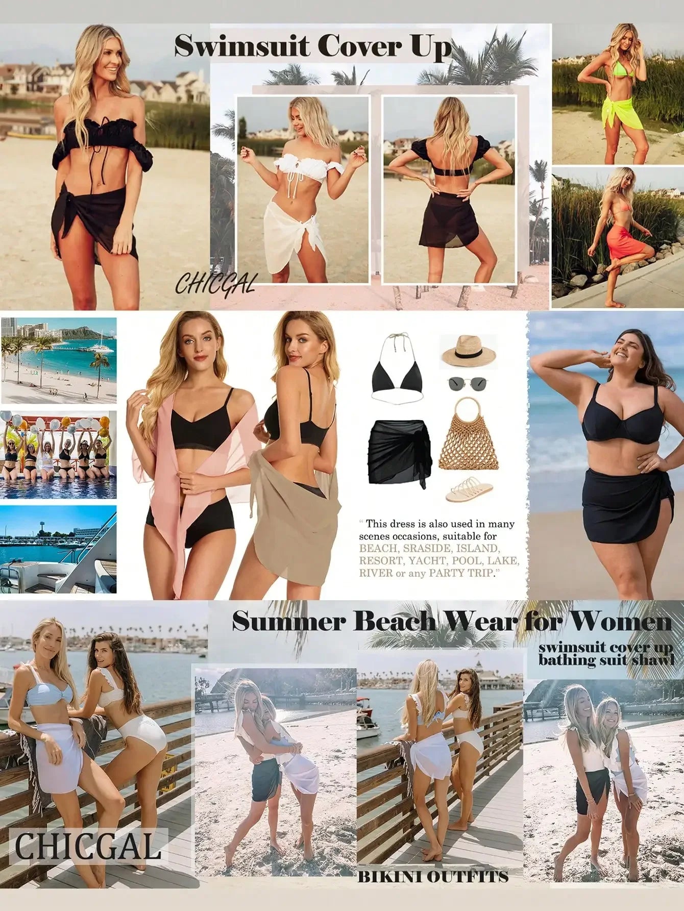 Pareo Mare Donna Multiuso – Copricostume Leggero da Spiaggia