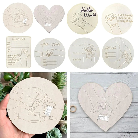 Porta Braccialetto Nascita Neonato – Targhetta Hello World in Legno