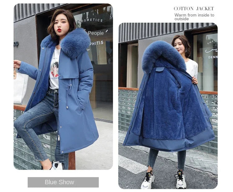 Parka invernale donna – Cappotto lungo imbottito con fodera in lana, cappuccio e colletto in pelliccia, giacca calda da neve