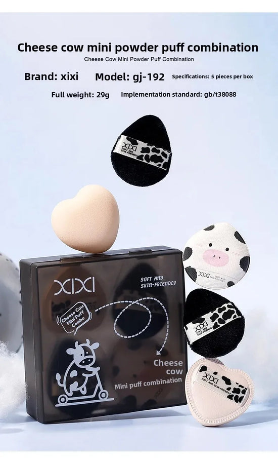 Set 5 spugnette makeup ultra morbide “cheese cow” – compatibili dry & wet