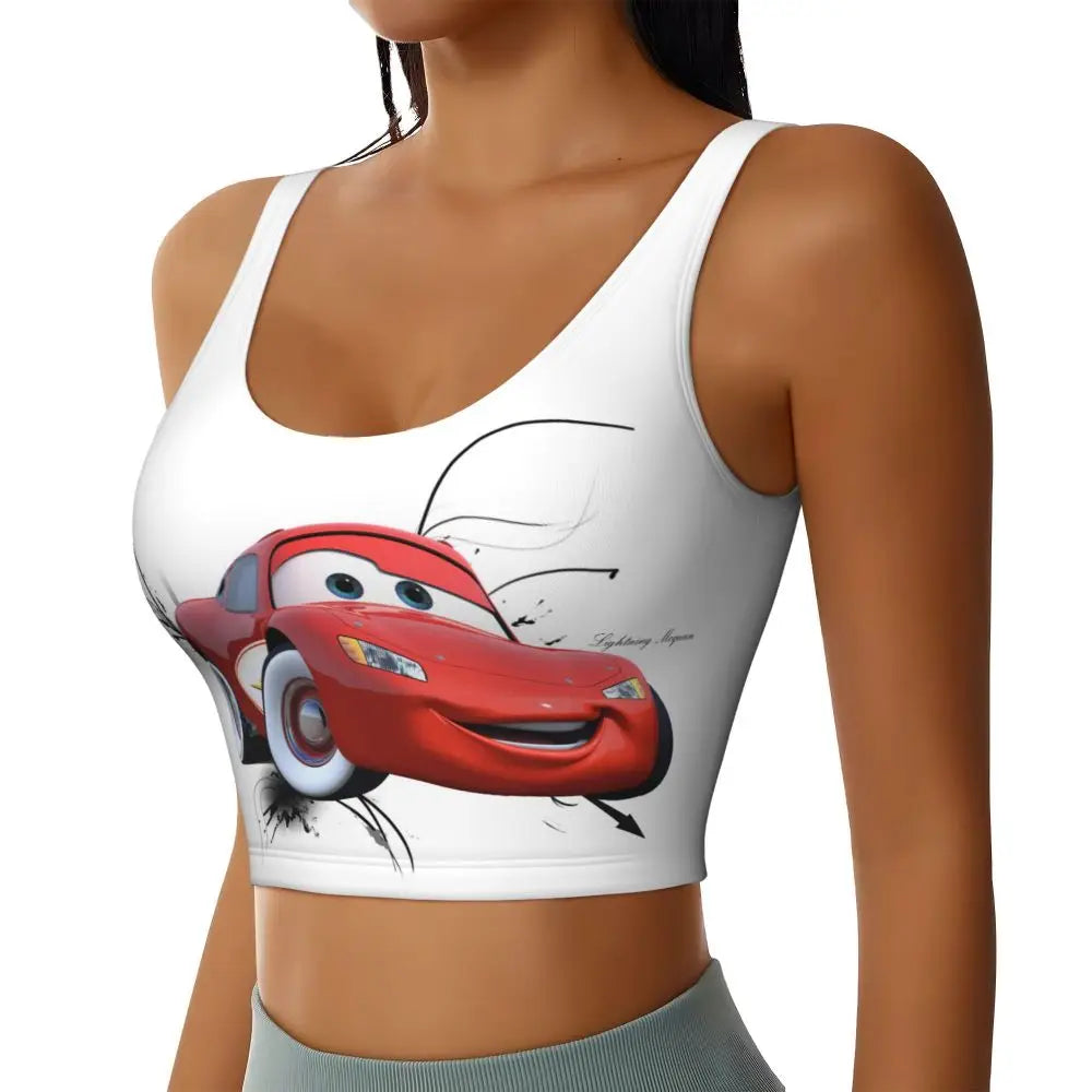 Maglia cars SaettaMcQueen Donna | Cartoon Fitness Crop Top Cars