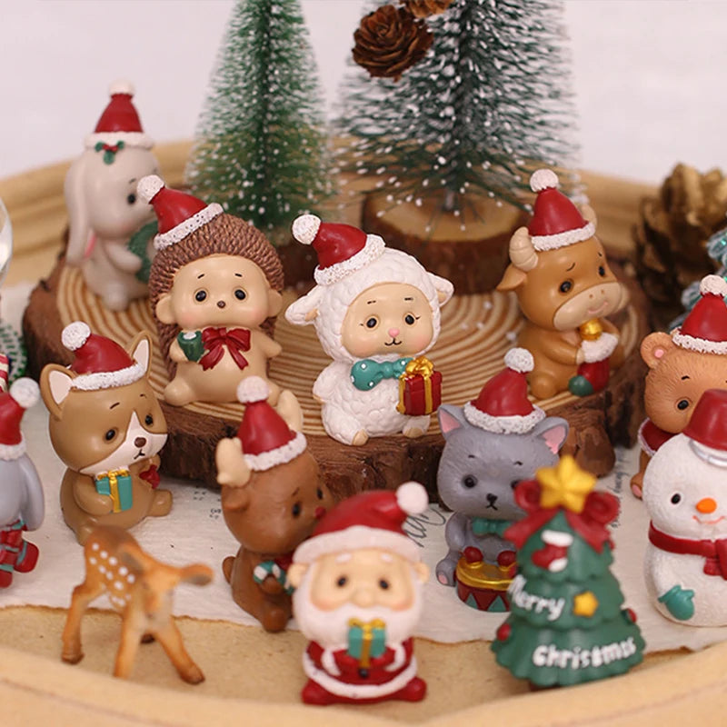 Decorazioni natalizie da scrivania 2025 ‒ set figurine Piccolo Babbo Natale + Alberello ornamentale per ufficio e casa